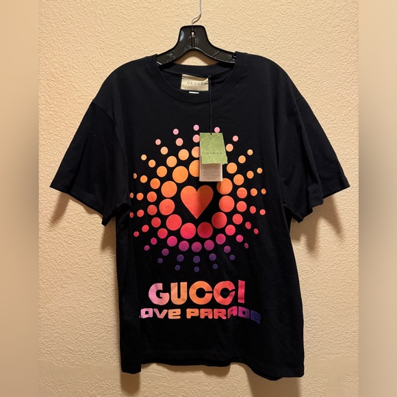 New Authentic Gucci Love Parade Logo Shirt Size L - Picture 2 of 14